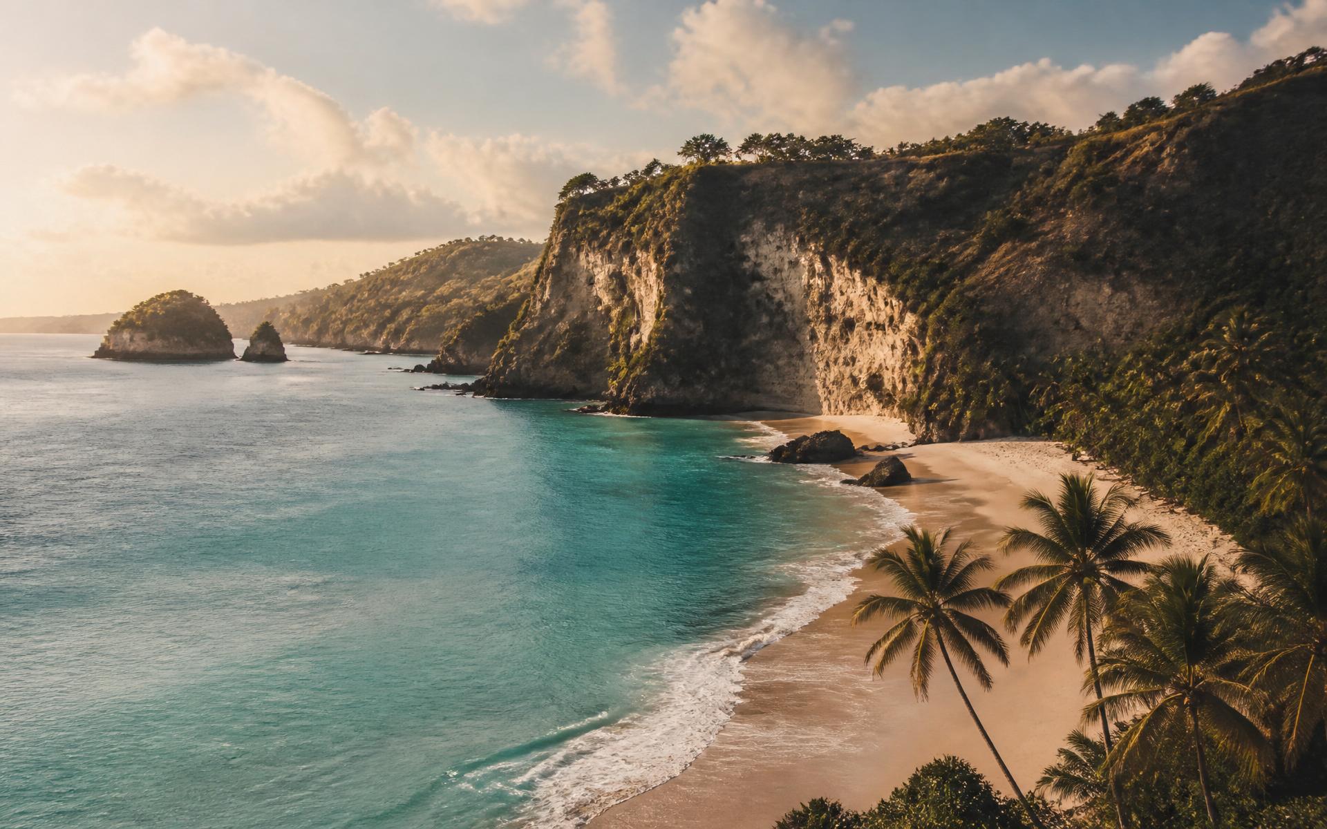 South Lombok coastline at golden hour